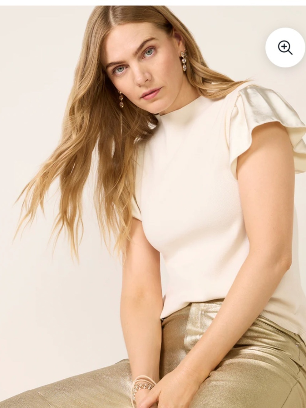 NWT Evereve Melissa Newton  "Yucca" Cream Layered Sleeve Tank Top Size XL